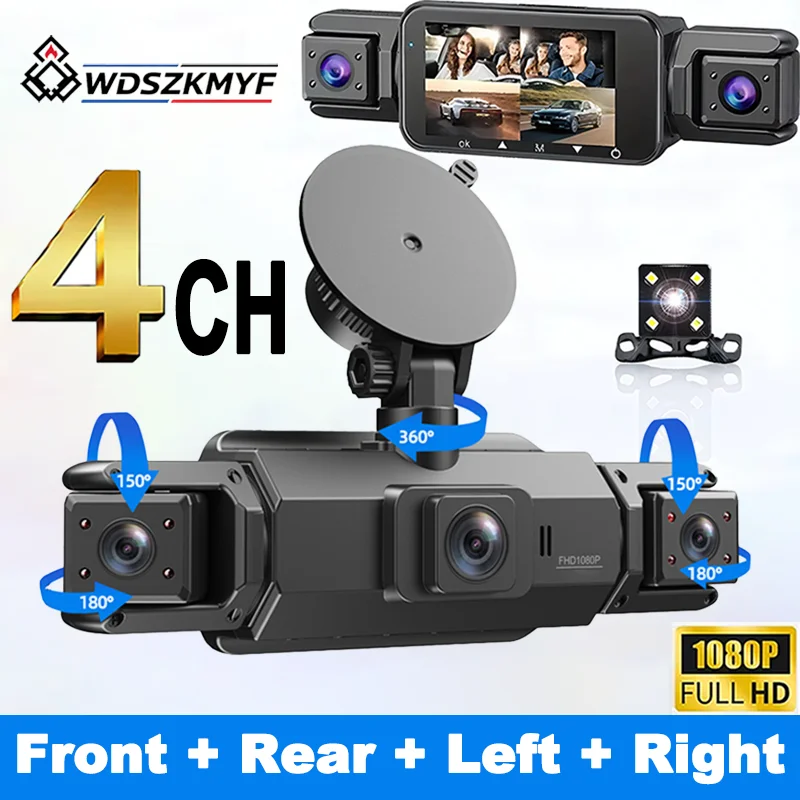 Panoramic Dash Cam 360 - 1080P Dash cam 3/4 Channels Car