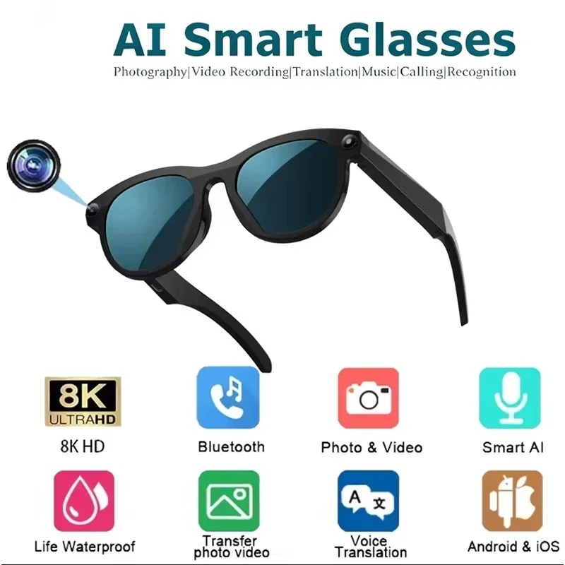 8KHD Smart AI Glasses Color Ch - Smart Glasses Ar ulasan dan harga