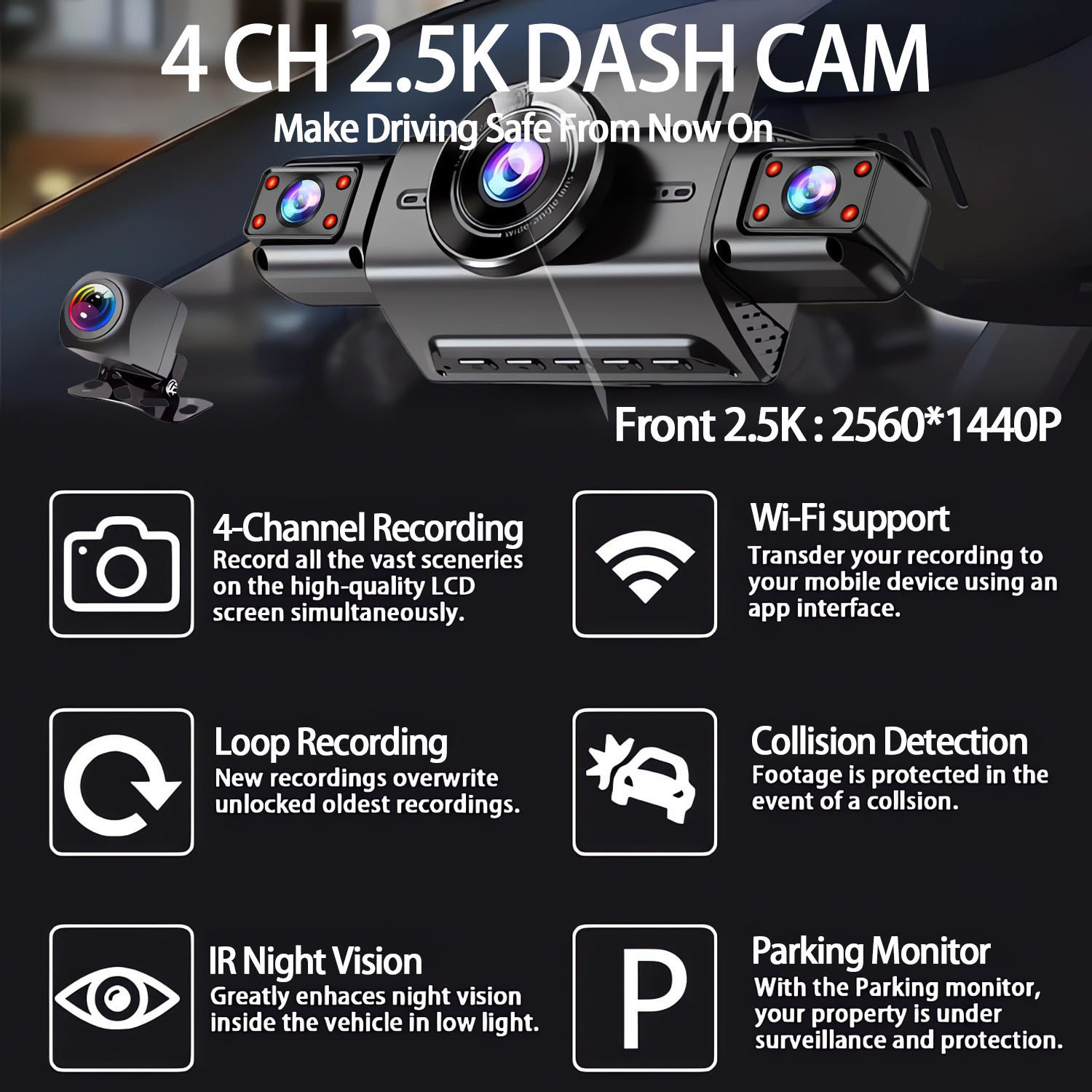 360 Degree 4 Cameras Dash Cam  - Panoramic Dash Cam 360 ulasan dan harga