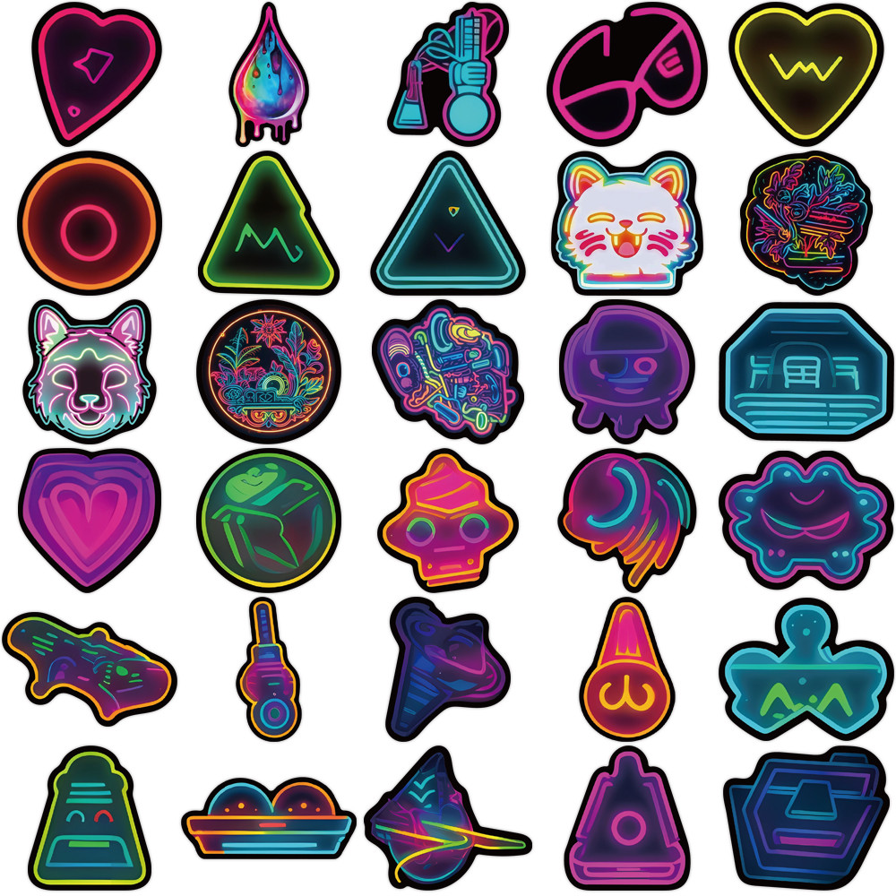 60-Piece Neon Style Stickers - - Electronics Gadgets Store ulasan dan harga