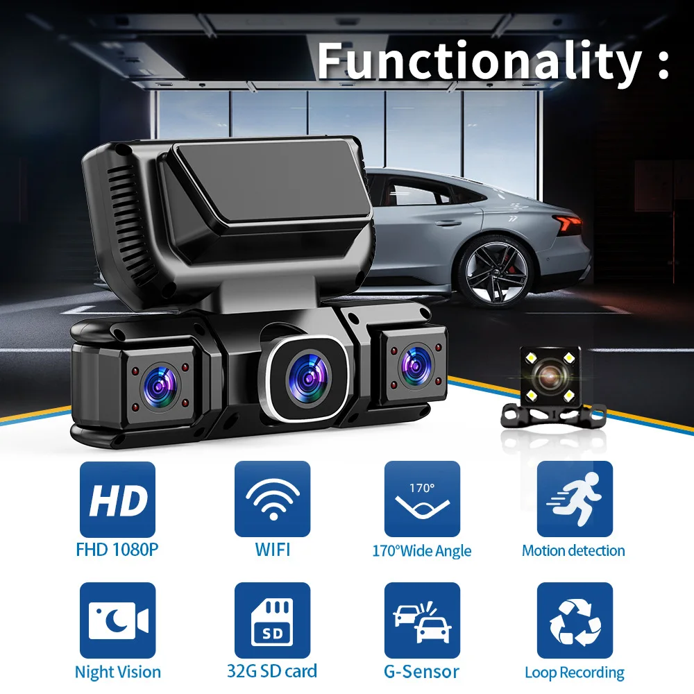 4Channels Car DVR WIFI 1080P V - Panoramic Dash Cam 360 ulasan dan harga