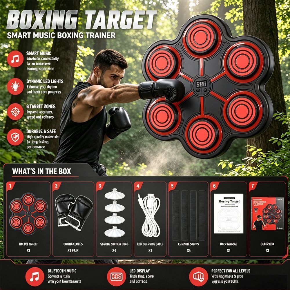 Smart Music Boxing Trainer Wit - Led Gloves Music ulasan dan harga
