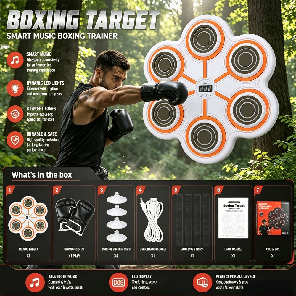 Smart Music Boxing Trainer Wit - Led Gloves Music ulasan dan harga