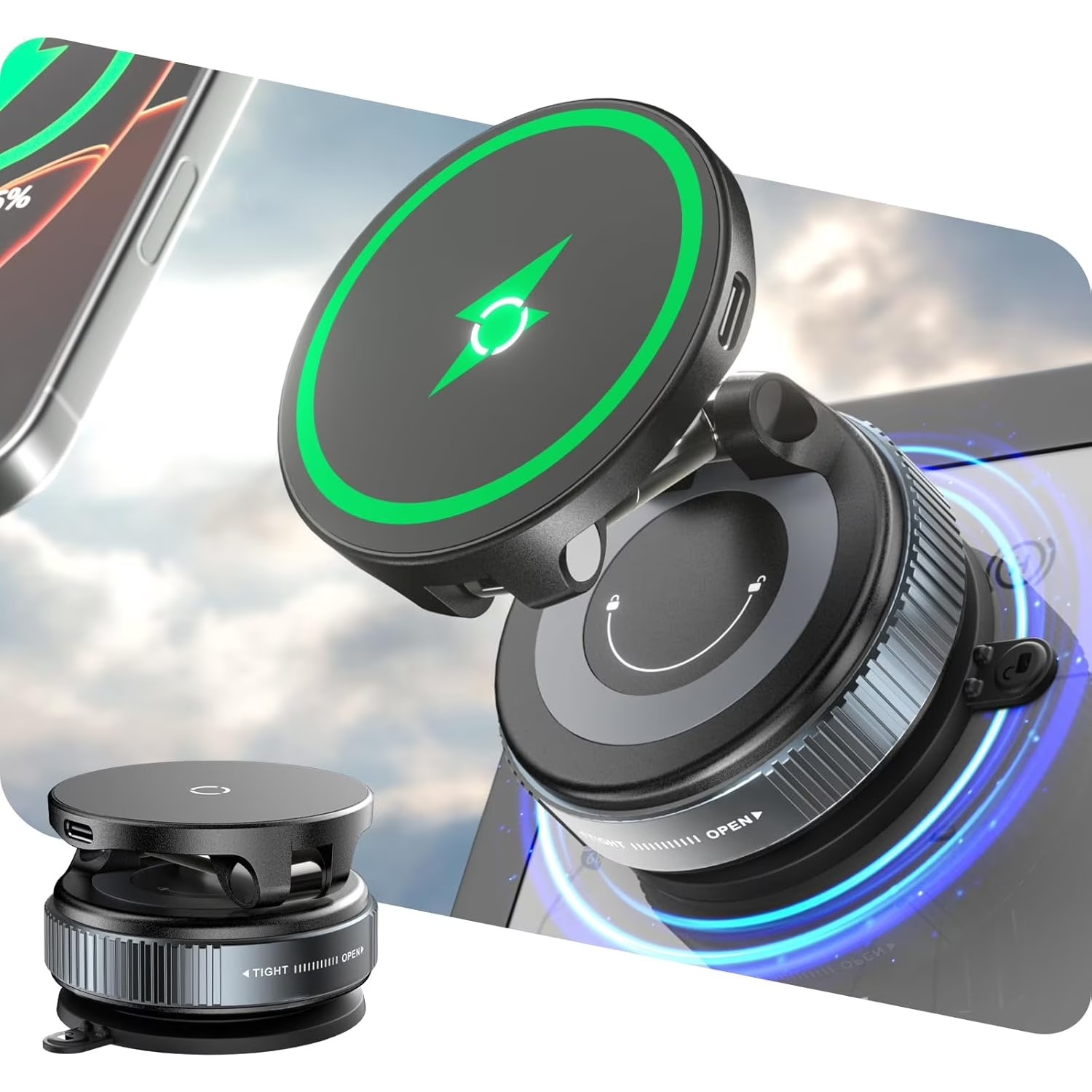 15W Wireless Fast Charger Car  - Magnetic Charging Cable ulasan dan harga
